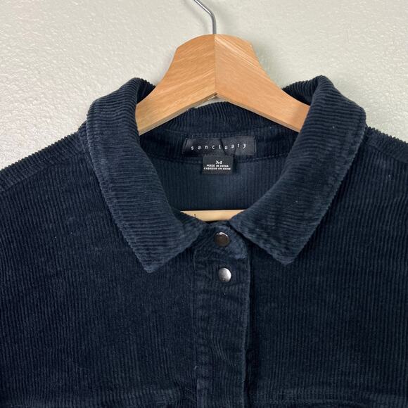 Sanctuary Women's Navy Blue Corduroy Dakota Shacket Snap Buttons Medium - Picture 2 of 7